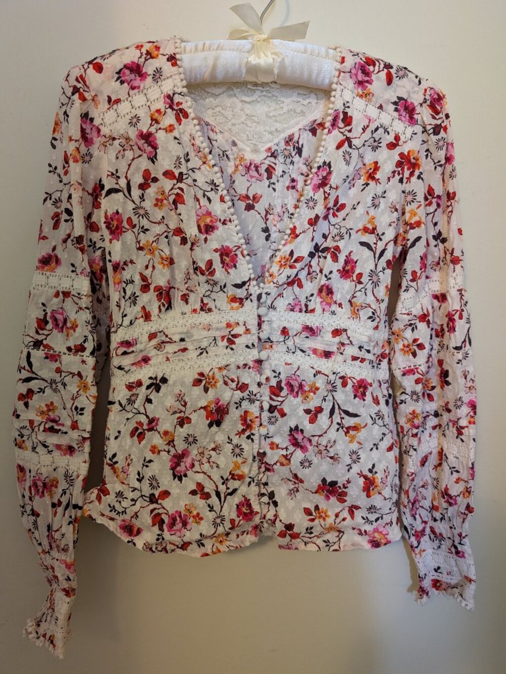 Anthropologie Cotton Floral Button Front Blouse Size 0